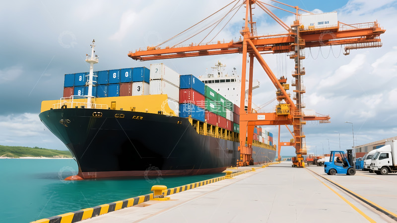 高清大图下载【趣麦麦图】码头货轮海上物流摄影图