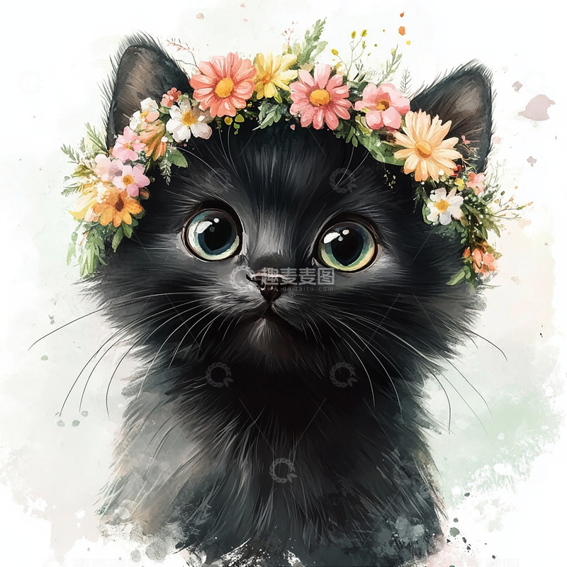 高清大图下载【趣麦麦图】可爱黑色猫咪