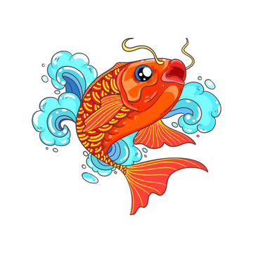 元旦春节新年锦鲤鲤鱼金鱼浪花