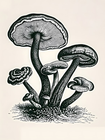 手绘中药灵芝插画插图