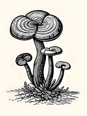 手绘中药灵芝插图