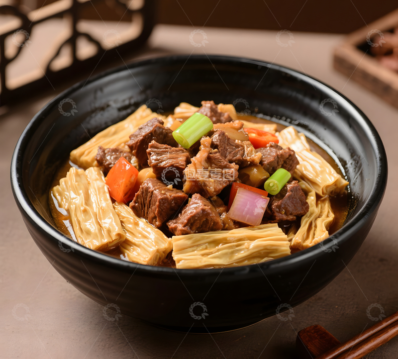 高清大图下载【趣麦麦图】腐竹烧牛腩摄影图