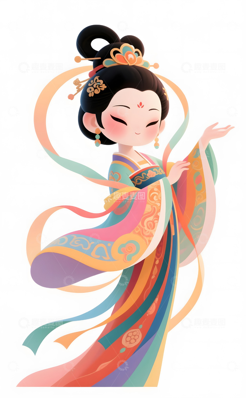 高清大图下载【趣麦麦图】卡通嫦娥人物插画