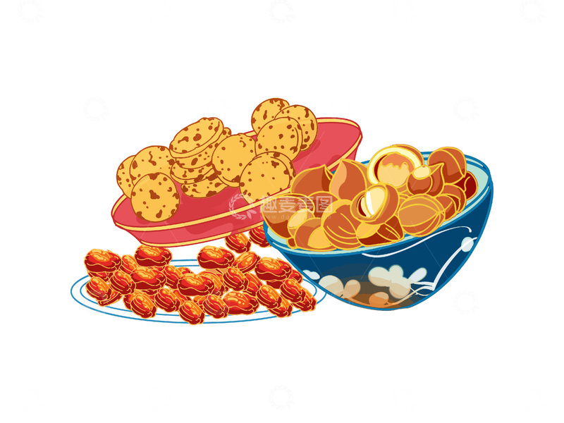源文件下载【趣麦麦图】-元旦春节新年年货零食甜点美食