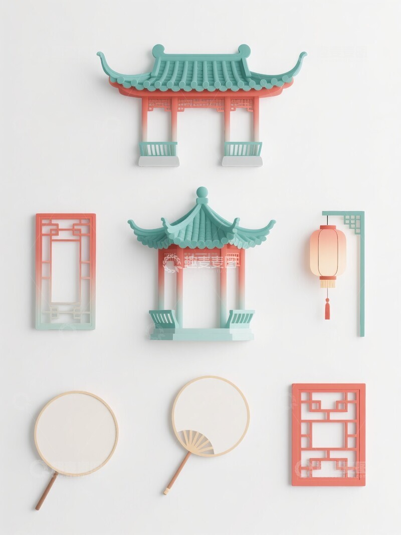 高清大图下载【趣麦麦图】中式建筑传统元素图标1