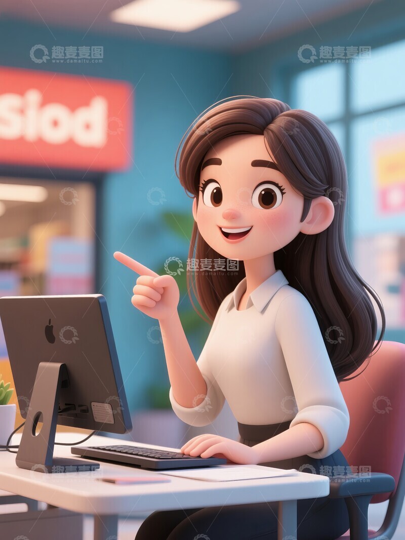 高清大图下载【趣麦麦图】商务女性在电脑前工作