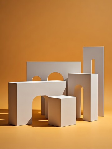 橙色墙面石膏摆台电商背景