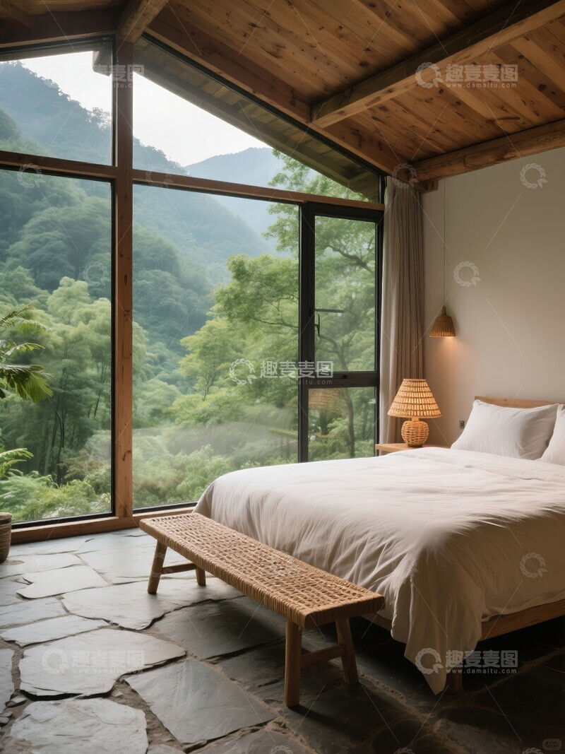 高清大图下载【趣麦麦图】高级感落地窗酒店房间装修设计