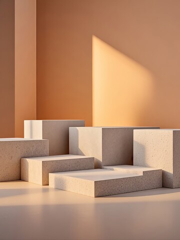 橙色墙面石膏摆台商品背景