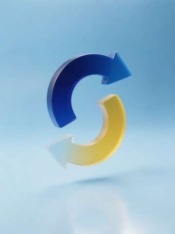 透明蓝黄色磨砂玻璃箭头3