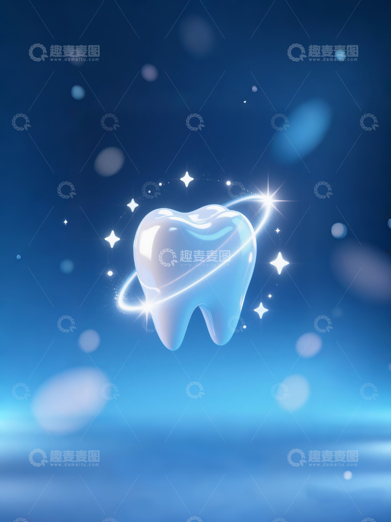 高清大图下载【趣麦麦图】闪亮牙齿牙科广告图蓝色