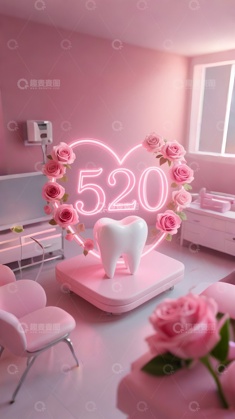 高清大图下载【趣麦麦图】口腔牙科情人节场景