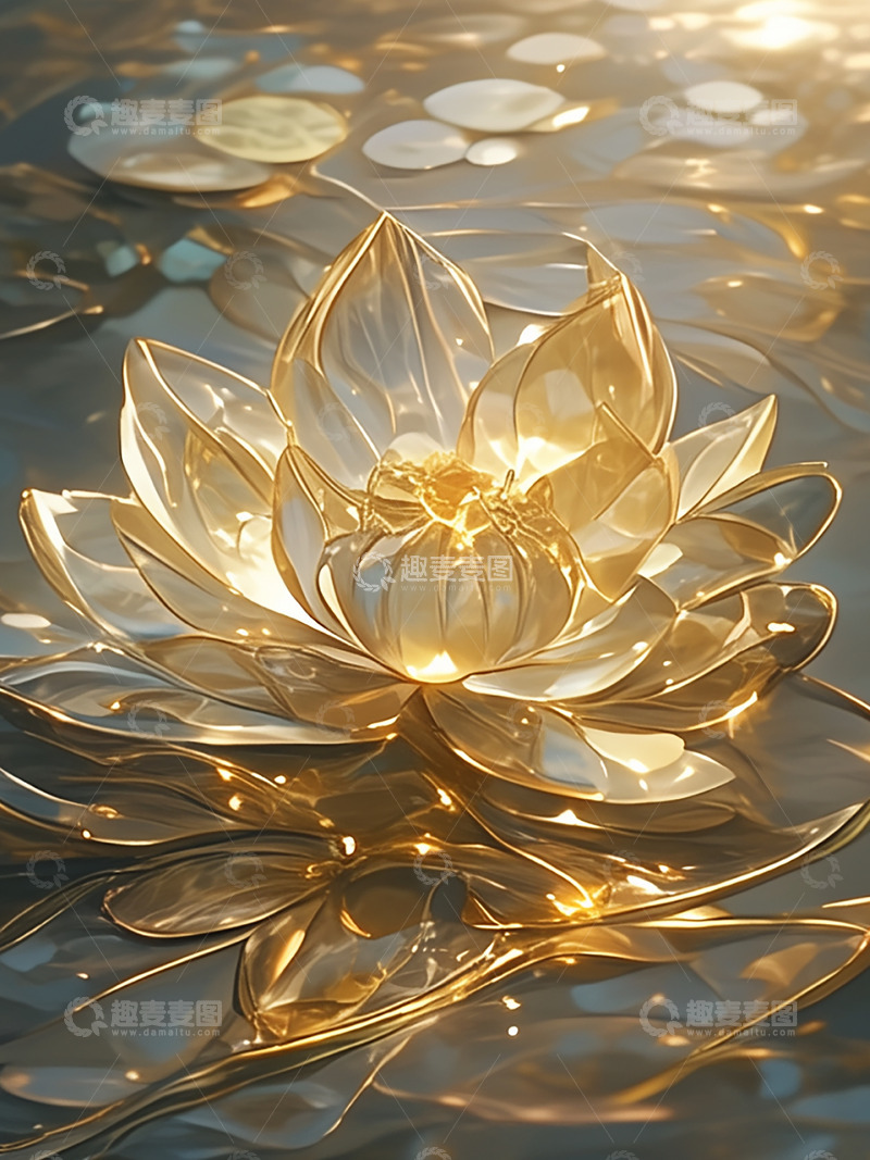 高清大图下载【趣麦麦图】一朵金色荷花背景