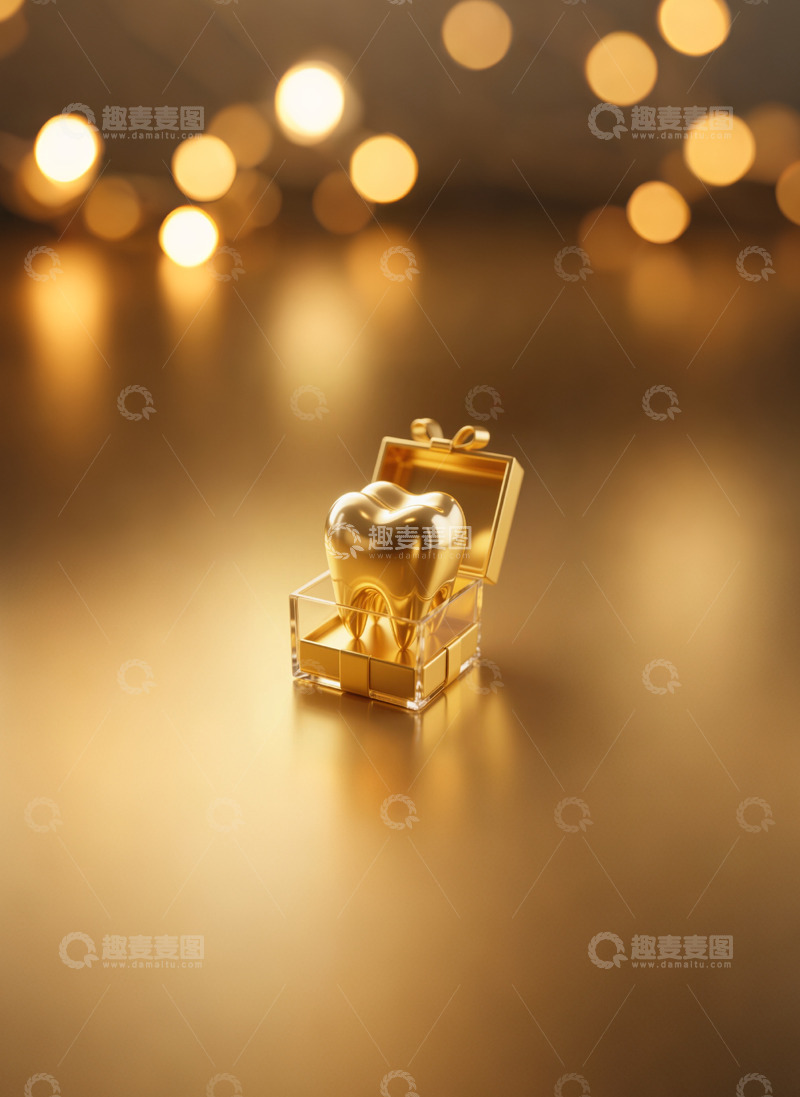 高清大图下载【趣麦麦图】口腔牙科牙齿金色华丽背景