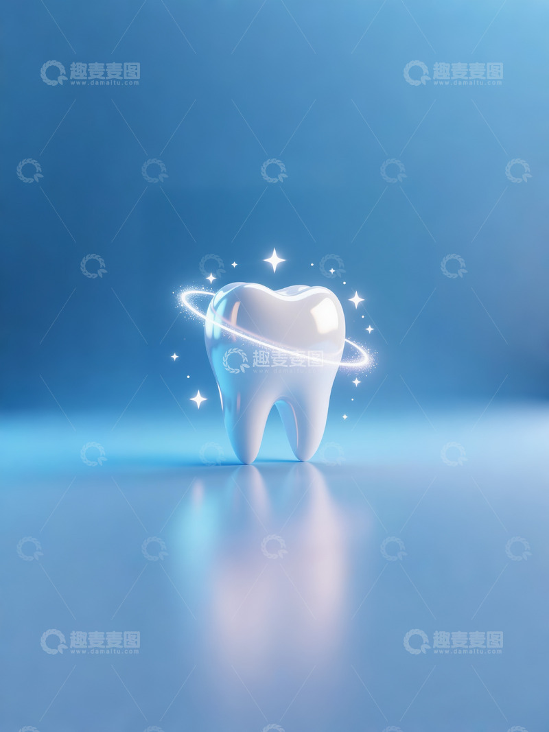 高清大图下载【趣麦麦图】闪亮牙齿牙科广告图蓝色02