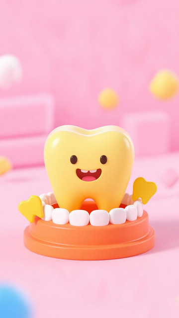 口腔牙科拟人黄色大牙齿