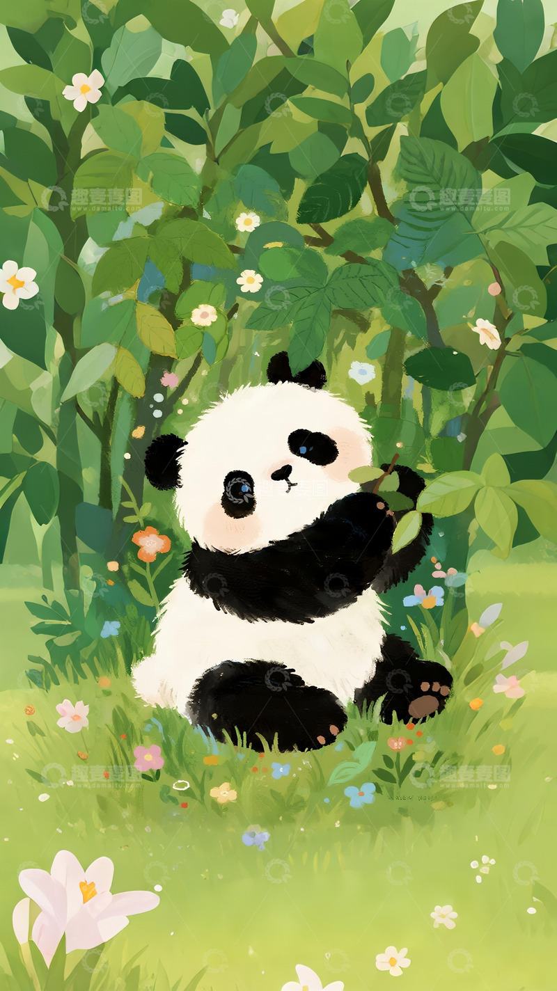 高清大图下载【趣麦麦图】可爱的熊猫插画3