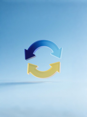 透明蓝黄色磨砂玻璃箭头