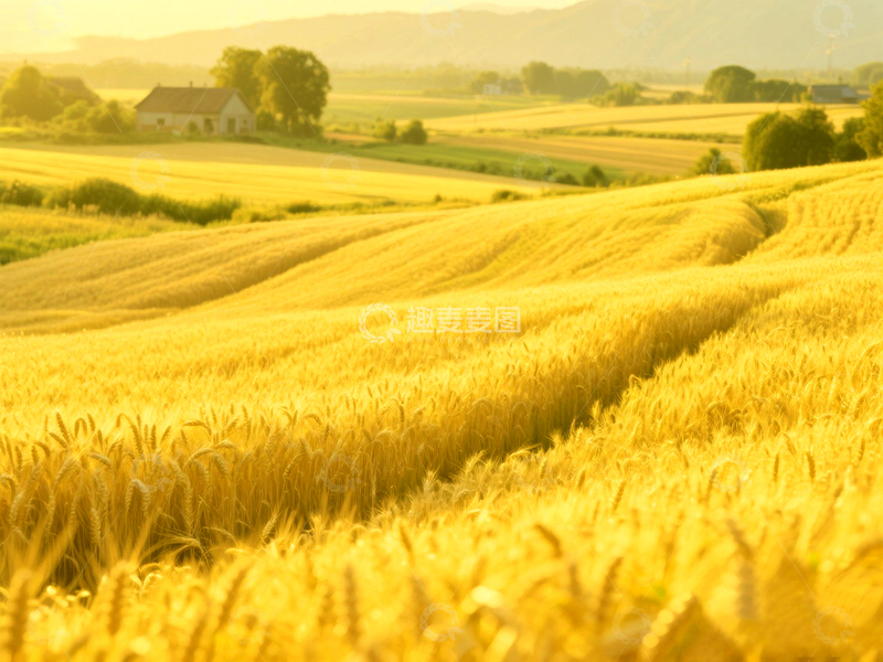 高清大图下载【趣麦麦图】黄色起伏的麦浪