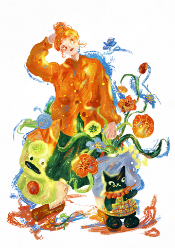 原创治愈插画作品素材人物插画1234