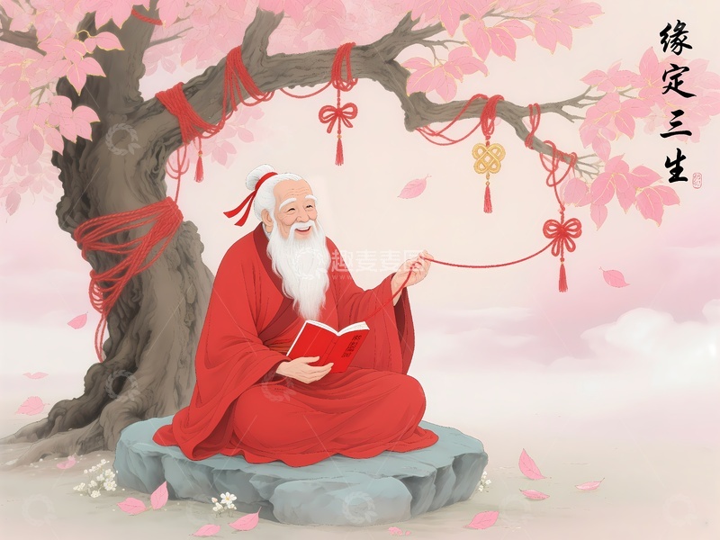 高清大图下载【趣麦麦图】月老姻缘牵红线