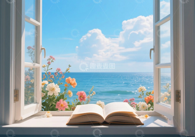 高清大图下载【趣麦麦图】-蓝天白云鲜花治愈系风景