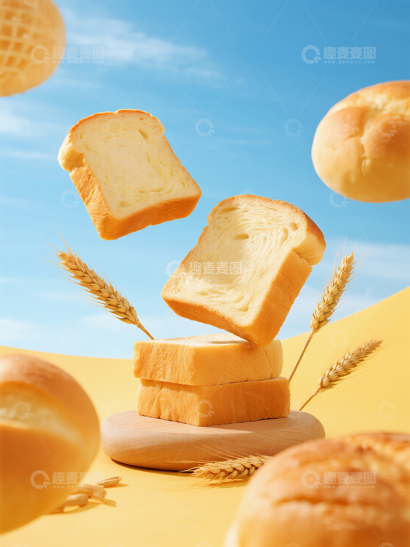 高清大图下载【趣麦麦图】商业照片面包吐司麦穗场景1