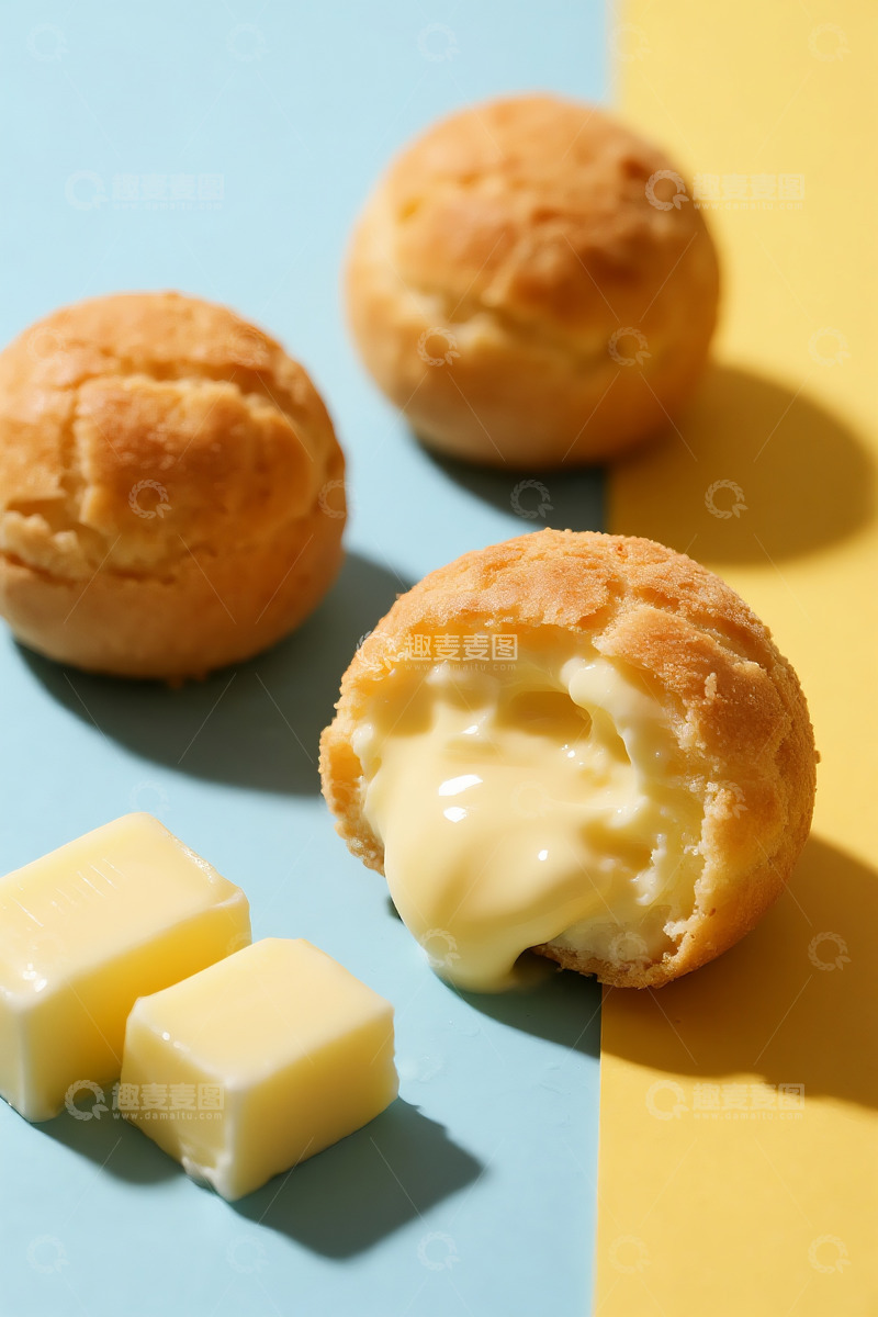 高清大图下载【趣麦麦图】美食奶油泡芙黄油场景商业照片