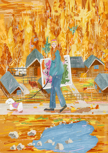 原创治愈插画作品素材秋分