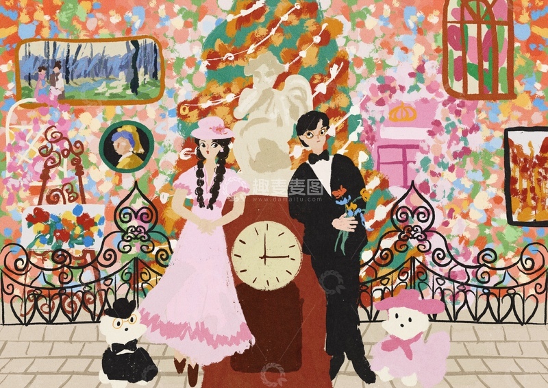 高清大图下载【趣麦麦图】原创治愈插画作品素材四季节气节日情侣