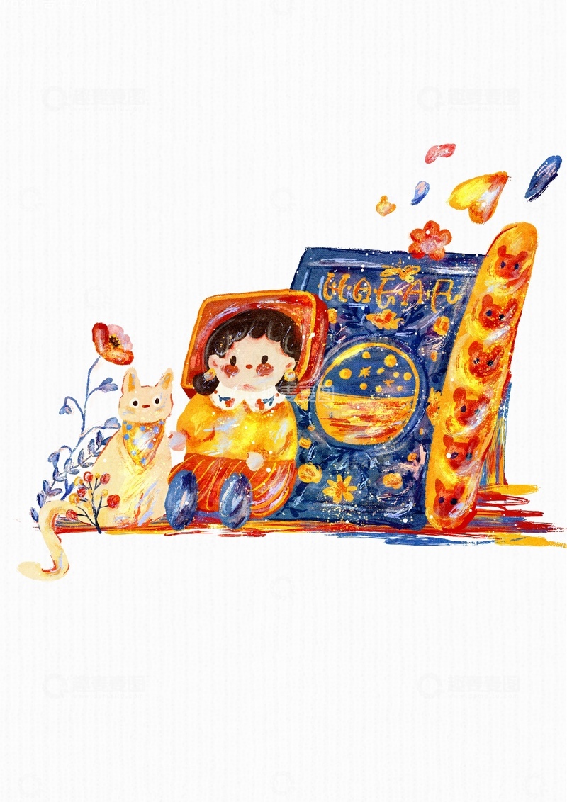 高清大图下载【趣麦麦图】原创治愈插画作品素材四季节气节日书籍