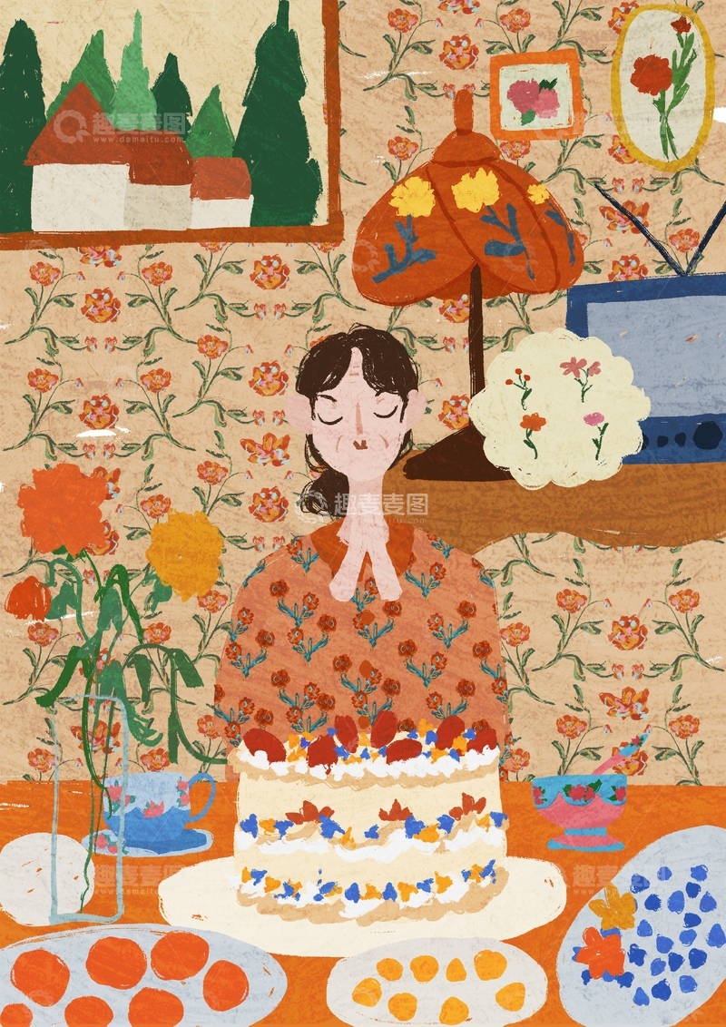 高清大图下载【趣麦麦图】原创治愈插画作品素材四季节气节日母亲节