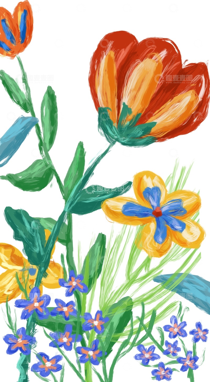 高清大图下载【趣麦麦图】原创治愈插画作品素材四季节气节日红色花朵