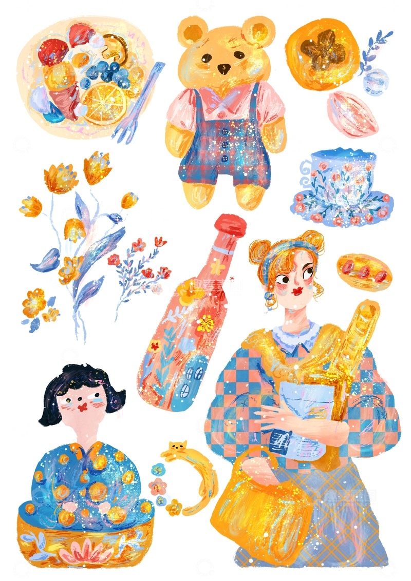 高清大图下载【趣麦麦图】原创治愈插画作品素材四季节气节日集合