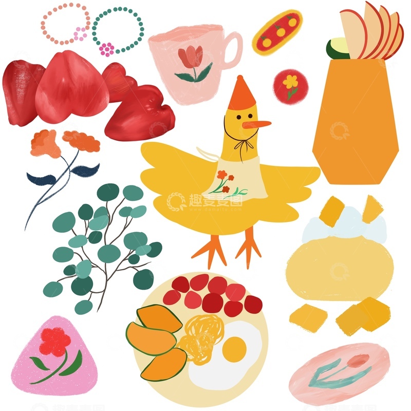高清大图下载【趣麦麦图】原创治愈插画作品素材四季节气节日动物1