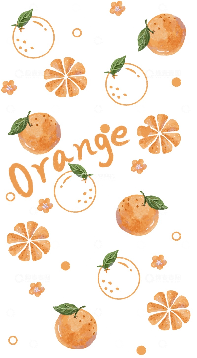 高清大图下载【趣麦麦图】原创治愈插画作品素材四季节气节日橙子