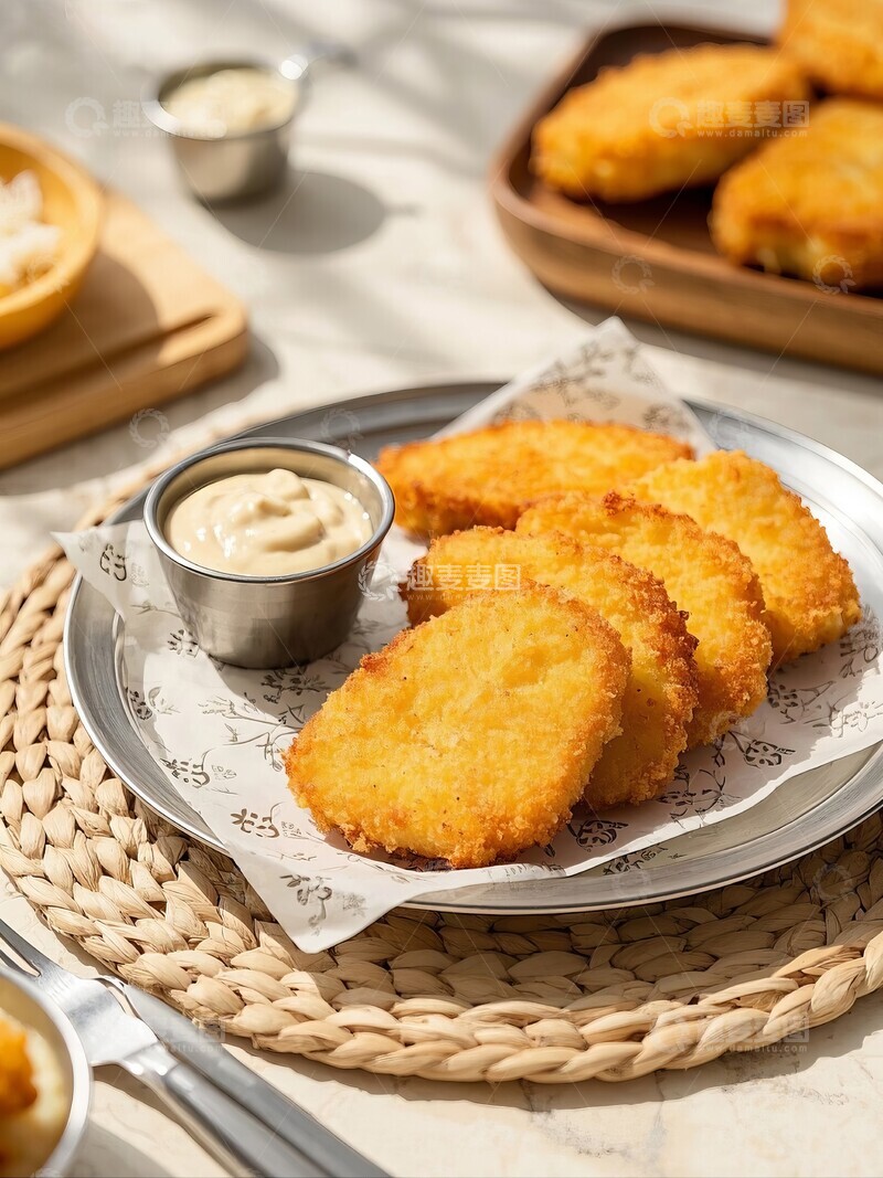 高清大图下载【趣麦麦图】餐厅炸鸡炸物小吃配酱料