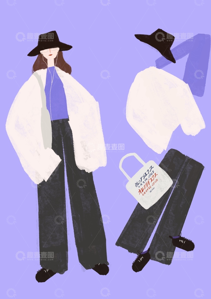 高清大图下载【趣麦麦图】原创治愈插画作品素材四季节气节日穿搭