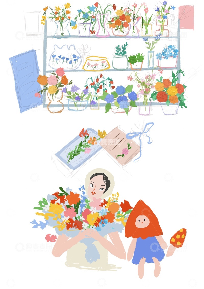 高清大图下载【趣麦麦图】原创治愈插画作品素材四季节气节日清新