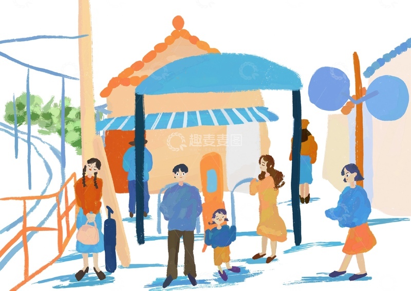 高清大图下载【趣麦麦图】原创治愈插画作品素材四季节气节日车站