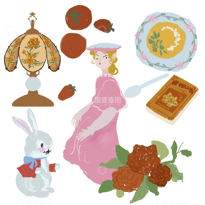 高清大图下载【趣麦麦图】原创治愈插画作品素材四季节气节日物品