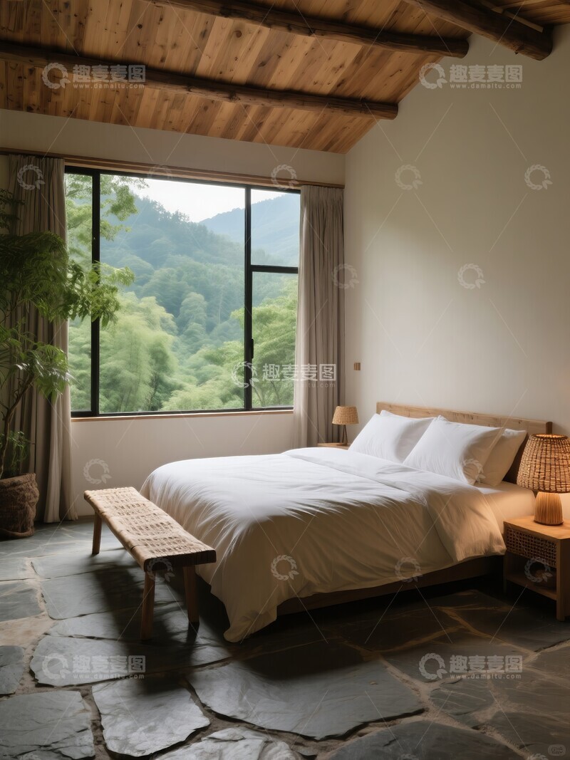 高清大图下载【趣麦麦图】酒店公寓卧室简约高级装修1