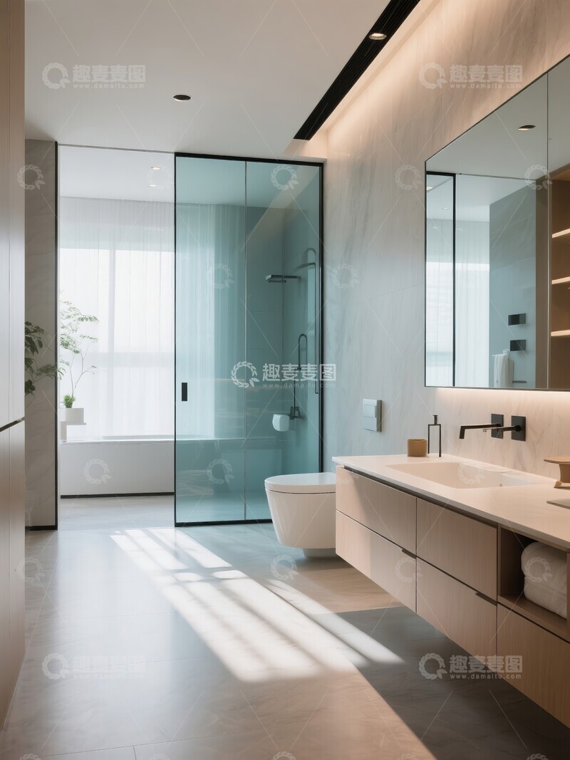 高清大图下载【趣麦麦图】浴室卫生间高级感装修风格1