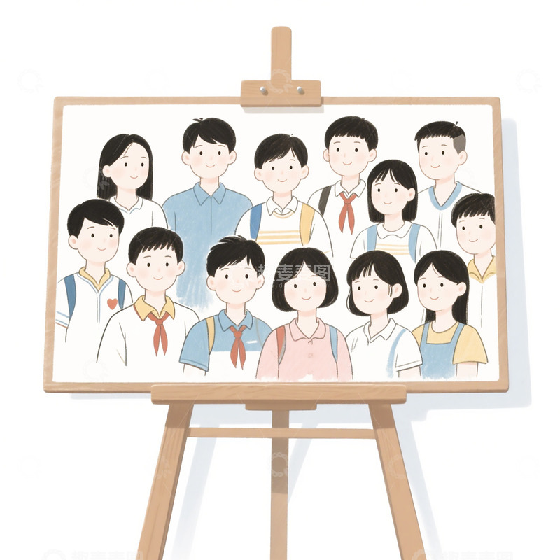 高清大图下载【趣麦麦图】卡通班级合影素材