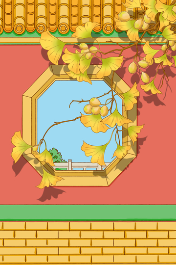 立秋宫墙银杏树