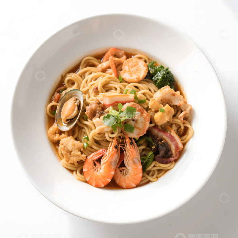 高清大图下载【趣麦麦图】一碗海鲜面高清摄影