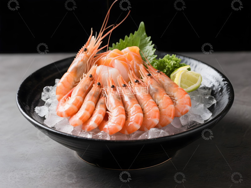 高清大图下载【趣麦麦图】北极甜虾刺身高清摄影