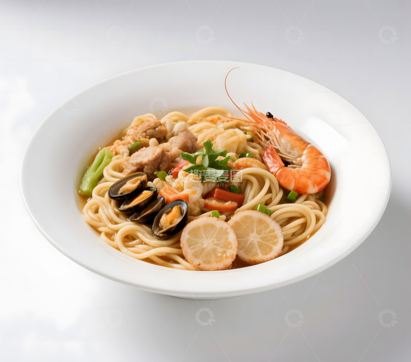 高清大图下载【趣麦麦图】一碗海鲜面摄影图