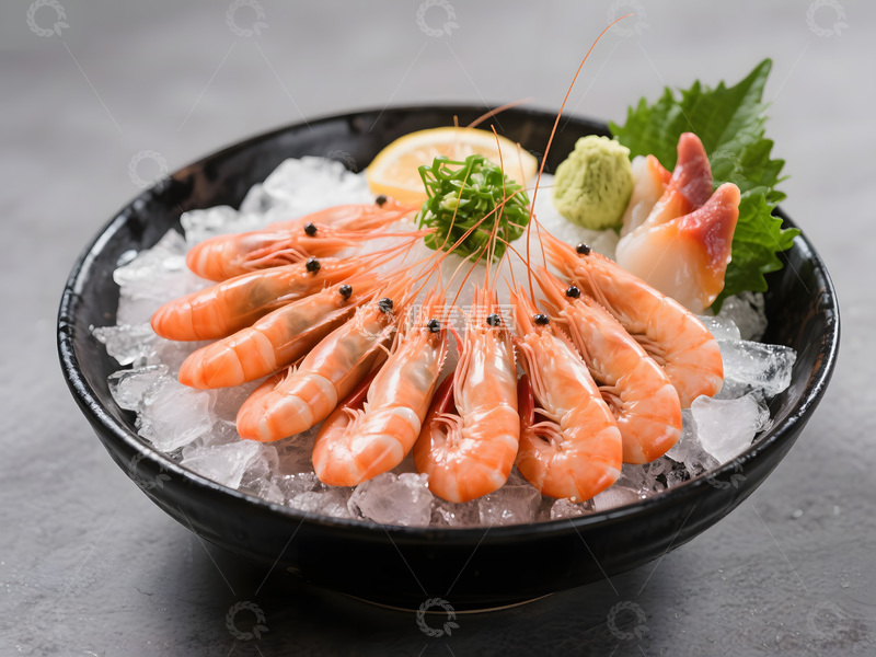 高清大图下载【趣麦麦图】北极甜虾刺身高清图