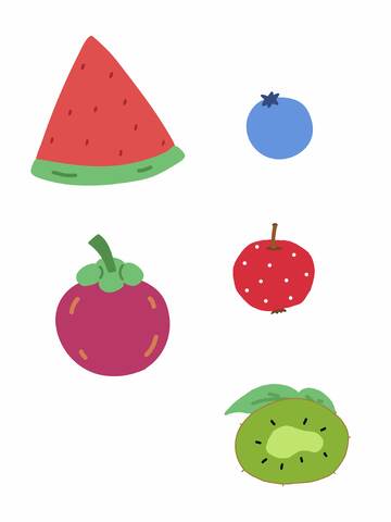 卡通水果西瓜蓝莓山竹山楂猕猴桃免扣元素